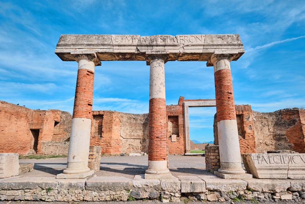 The Forum of Pompeii ringed by columns	