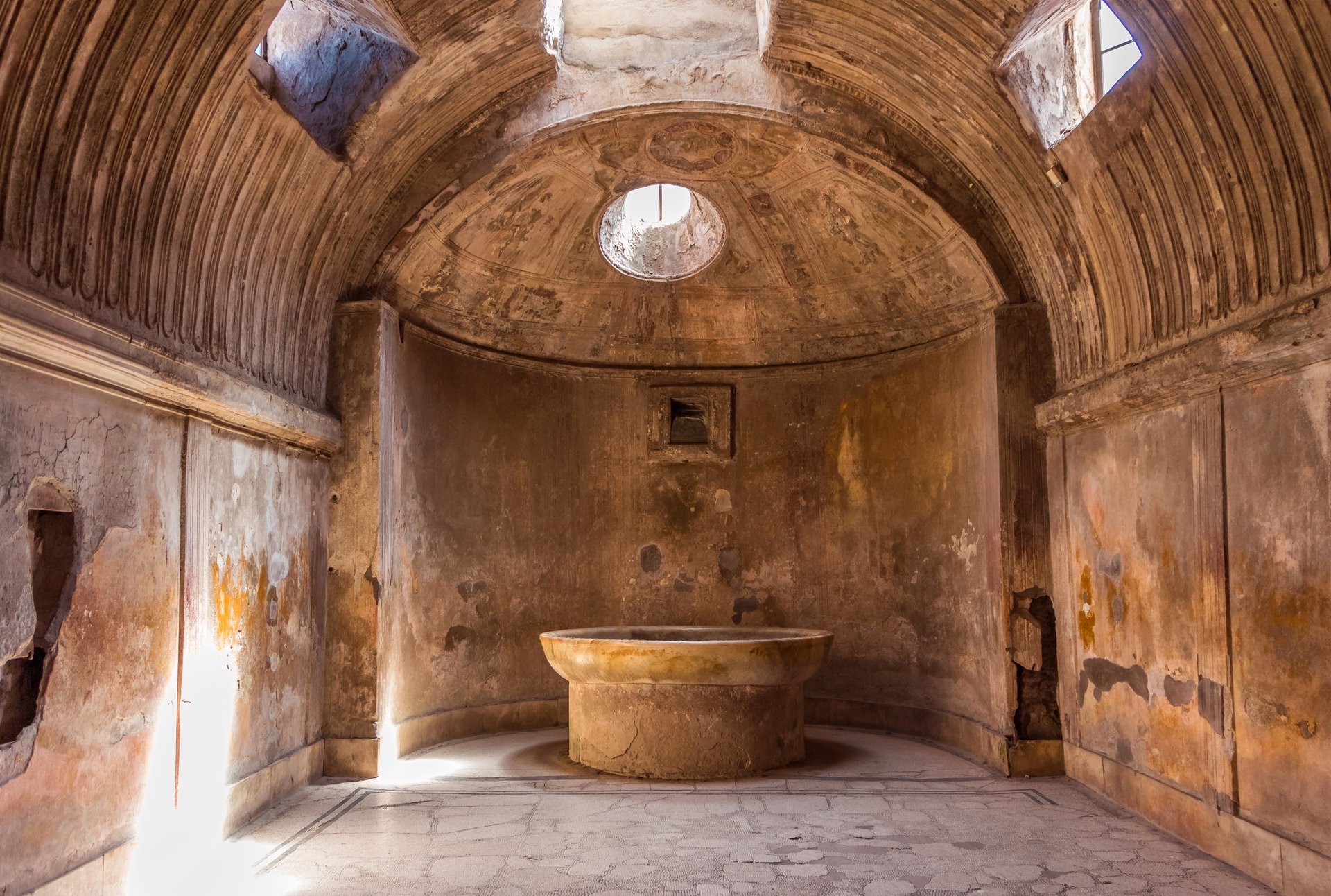 Roman bath house interior at Pompeii