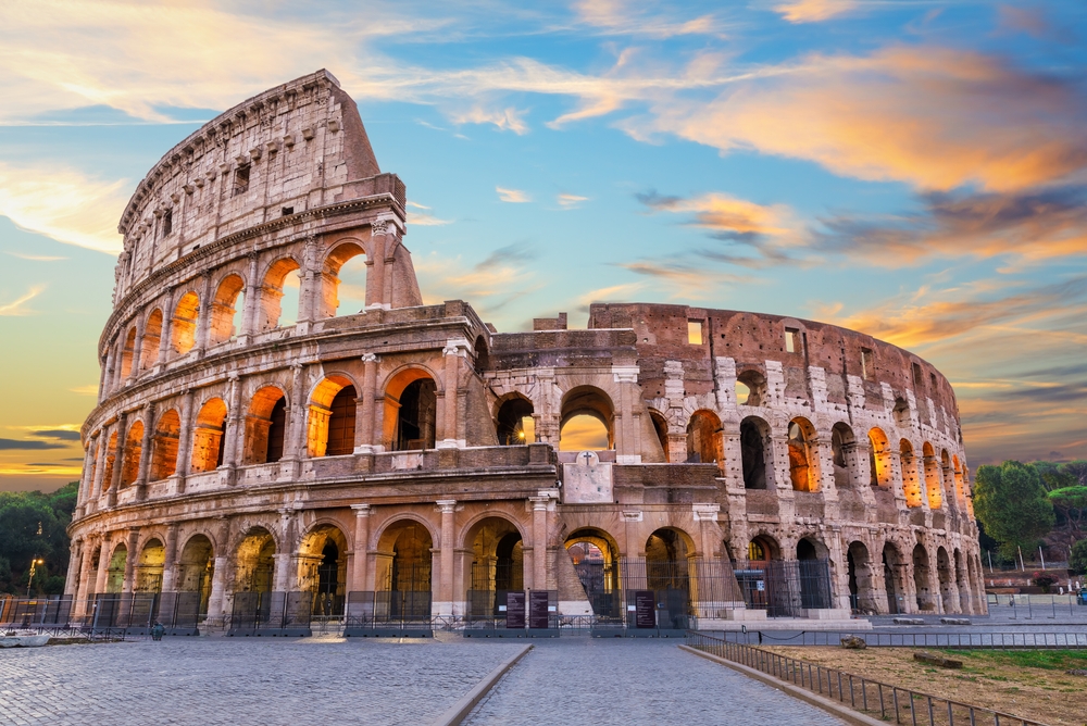 colosseum view with sunset