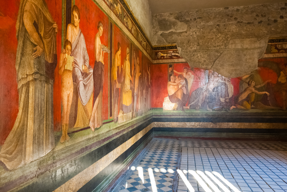 Colorful Roman fresco on a wall in Pompeii