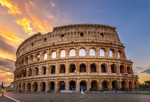 colosseum with sunset