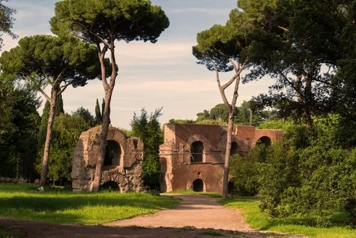 view of ruins on the palatine hill