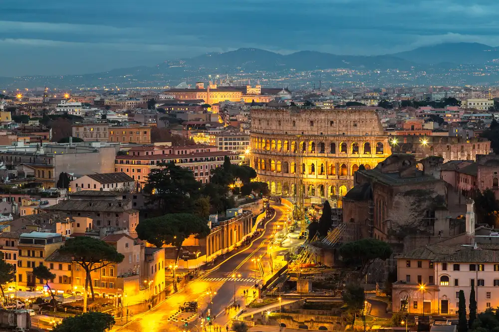 colosseum aerial view by evening